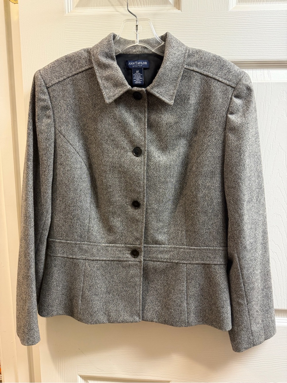 Ann Taylor Gray Wool-Blend Tailored Button Jacket